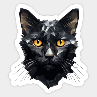 Low poly cat - black cat in low polygon art Sticker